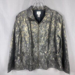 Chico's Women's Metallic Jacket - Black and Gold